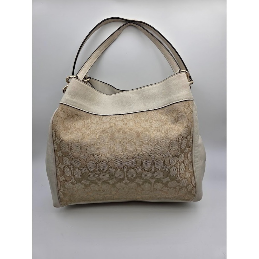 Coach F57612 Chalk White Khaki Lexy Hobo Bag Signature Jacquard Fabric & Leather - Picture 3 of 15